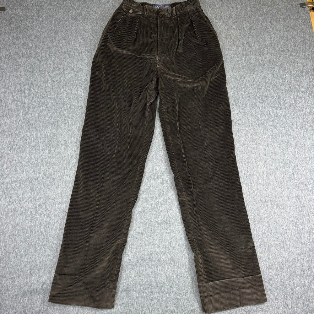 Ralph Lauren Kids Size 6 Brown Corduroy Pleated Cuffed Trousers Made in USA